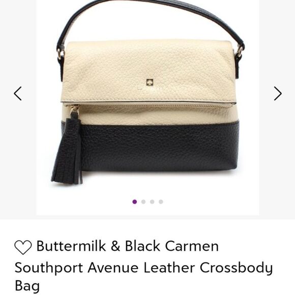 kate spade Handbags - 𝅺kate spade buttermilk and black Carmen Southport avenue leather crossbody bag